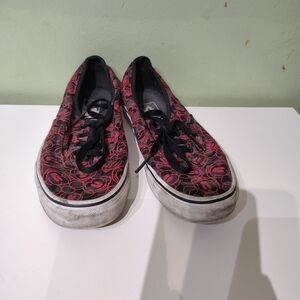 Vans Black and Pink Patterned Sneakers